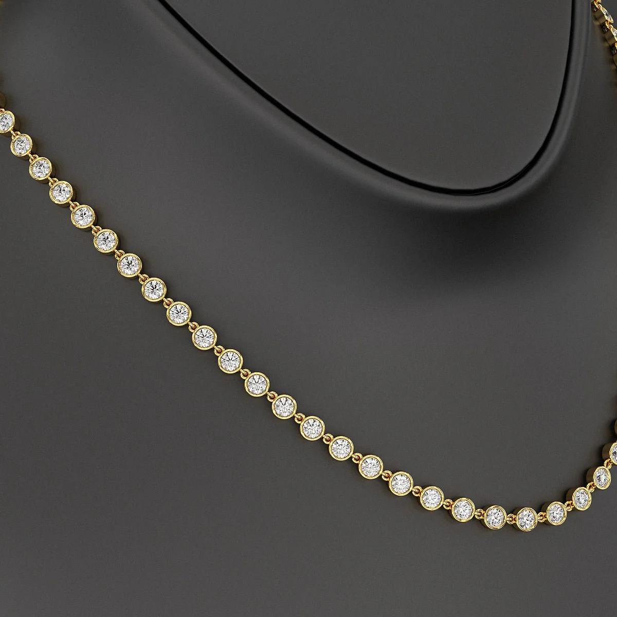 8.24 Carats Bezel Set Round Cut Diamond Choker Necklace - Image 2