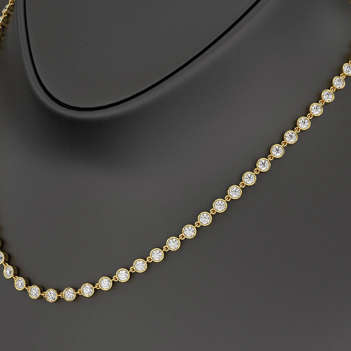 8.24 Carats Bezel Set Round Cut Diamond Choker Necklace - Image 3
