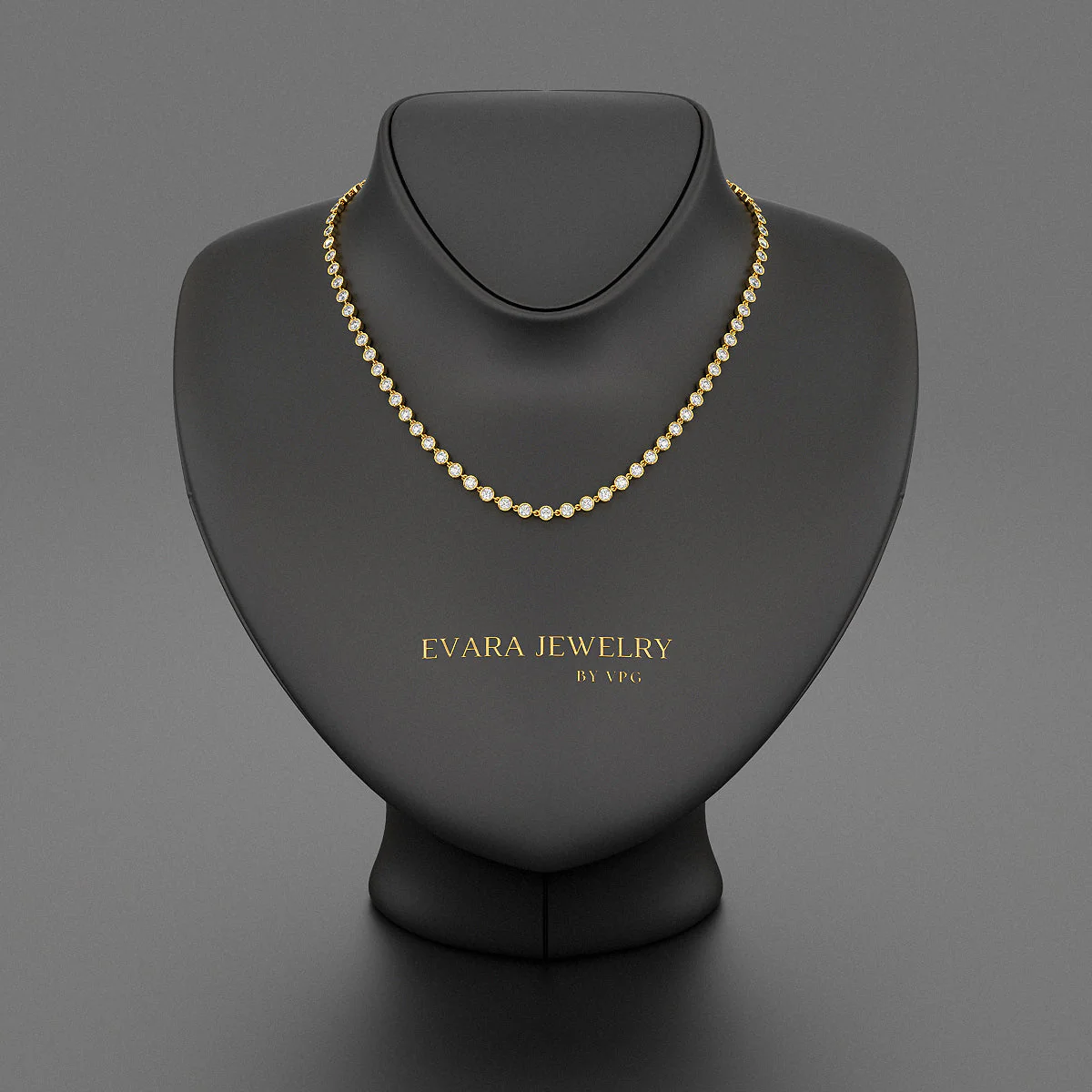 8.24 Carats Bezel Set Round Cut Diamond Choker Necklace - Image 4