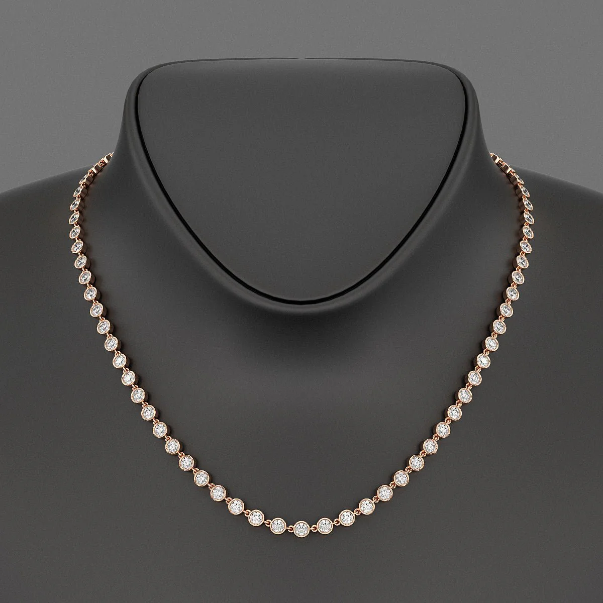 8.24 Carats Bezel Set Round Cut Diamond Choker Necklace - Image 7