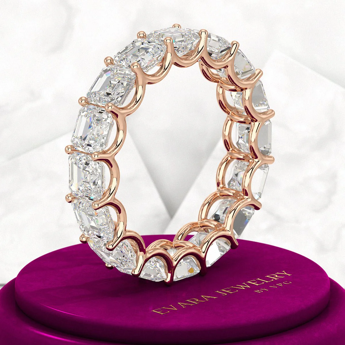 8 Carat Asscher Cut Diamond U Shape Wedding Band - Image 10