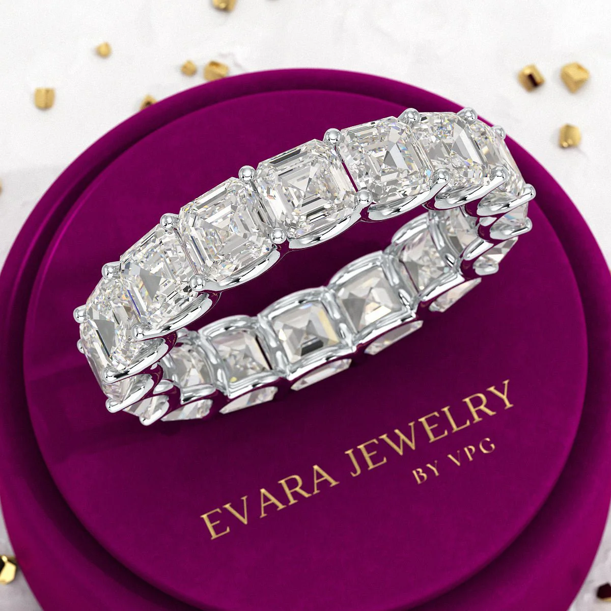 8 Carat Asscher Cut Diamond U Shape Wedding Band - Image 13
