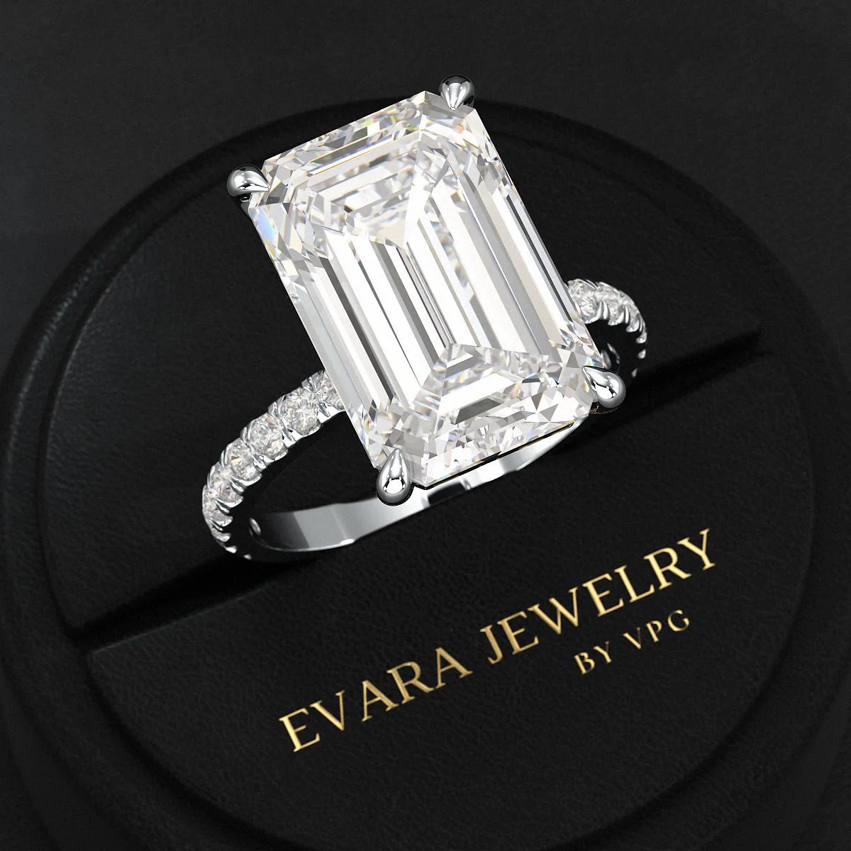 8 Carat Emerald Cut Diamond Engagement Ring - Image 12