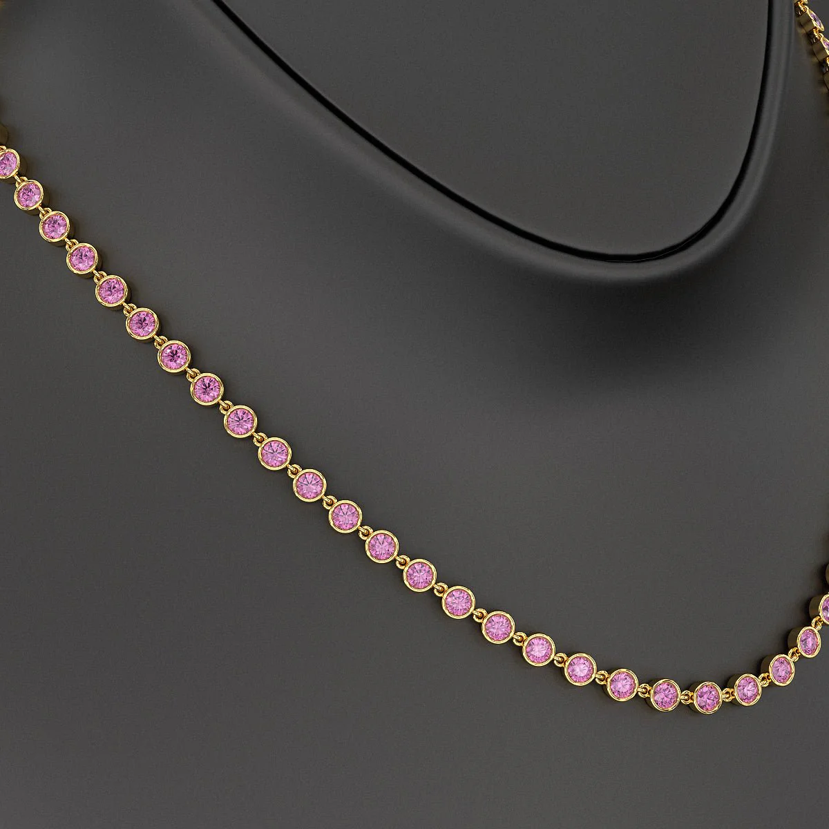 9.14 Carats Natural Pink Sapphire Choker Necklace in 14K Gold - Image 2