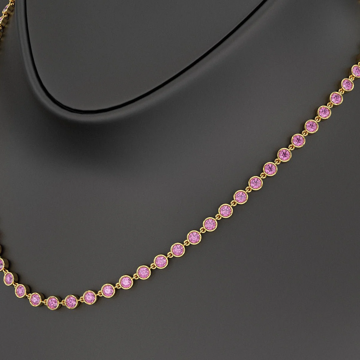 9.14 Carats Natural Pink Sapphire Choker Necklace in 14K Gold - Image 3