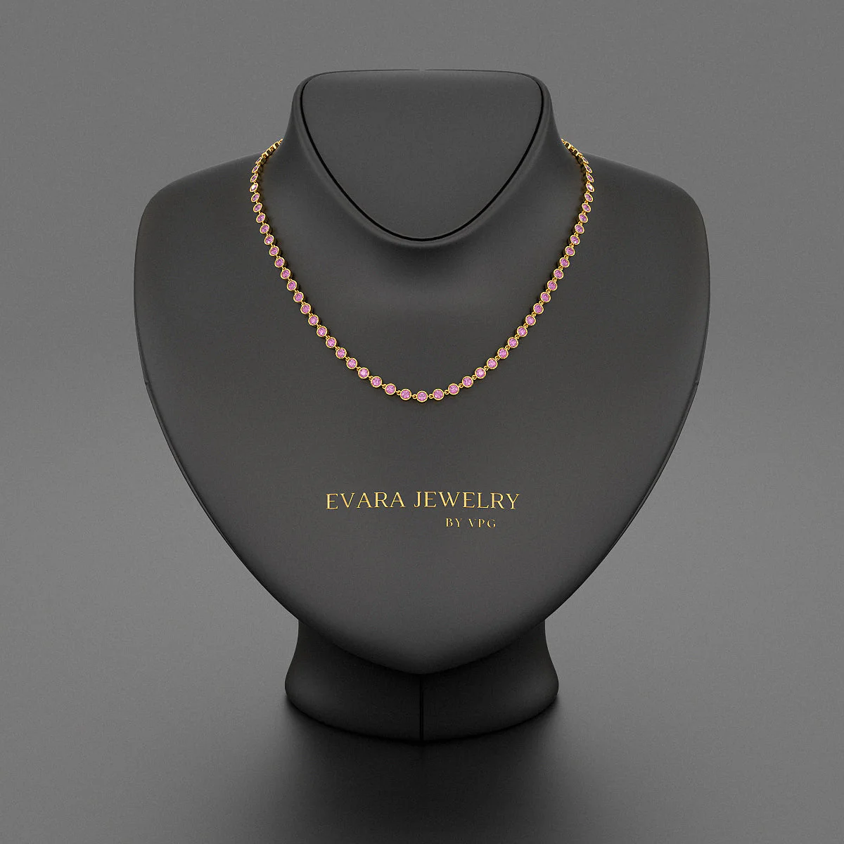 9.14 Carats Natural Pink Sapphire Choker Necklace in 14K Gold - Image 4