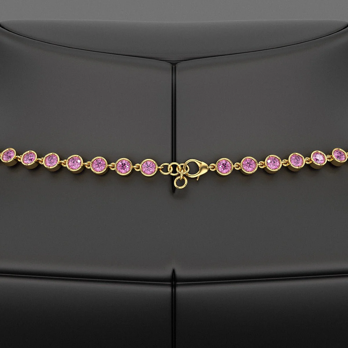 9.14 Carats Natural Pink Sapphire Choker Necklace in 14K Gold - Image 5