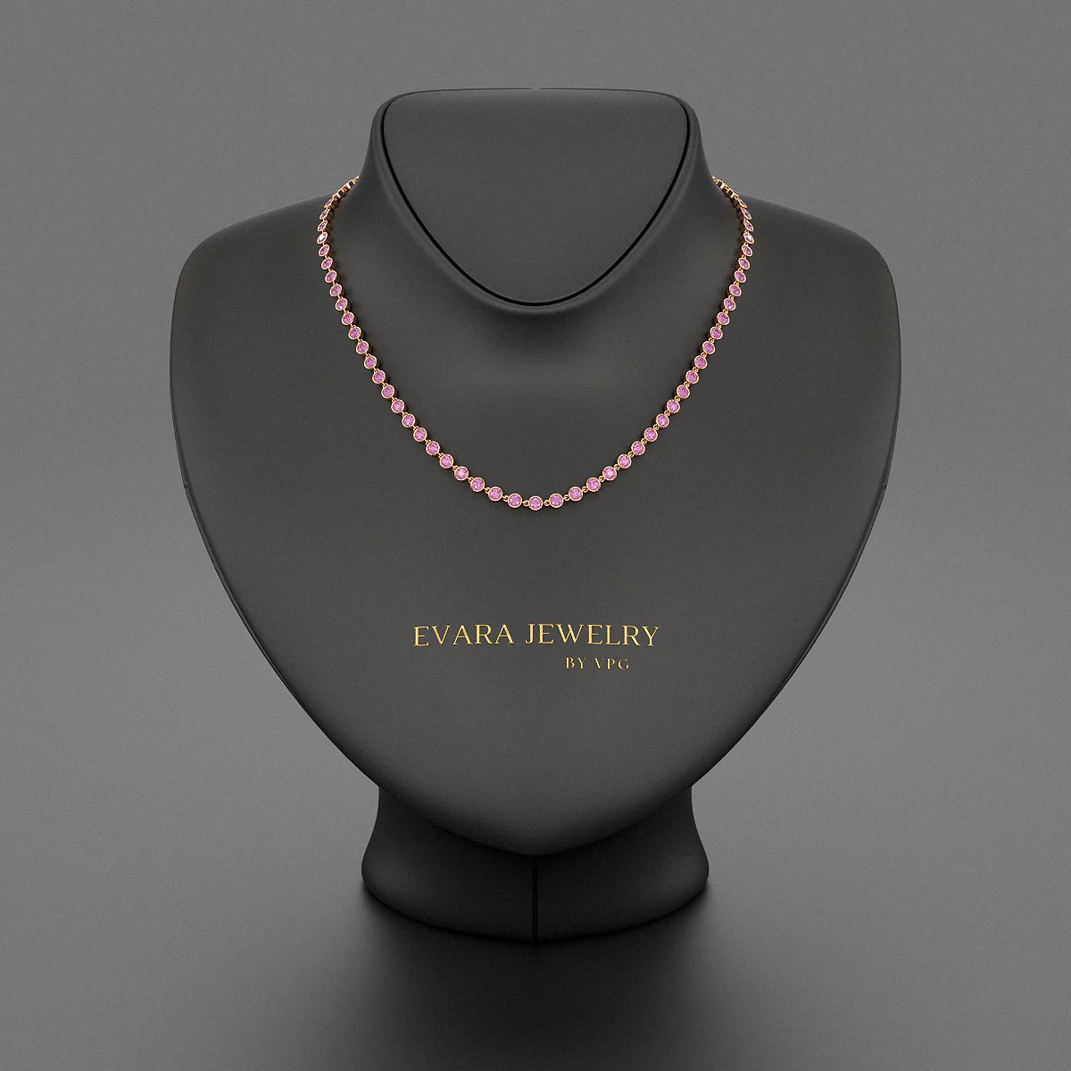 9.14 Carats Natural Pink Sapphire Choker Necklace in 14K Gold - Image 6