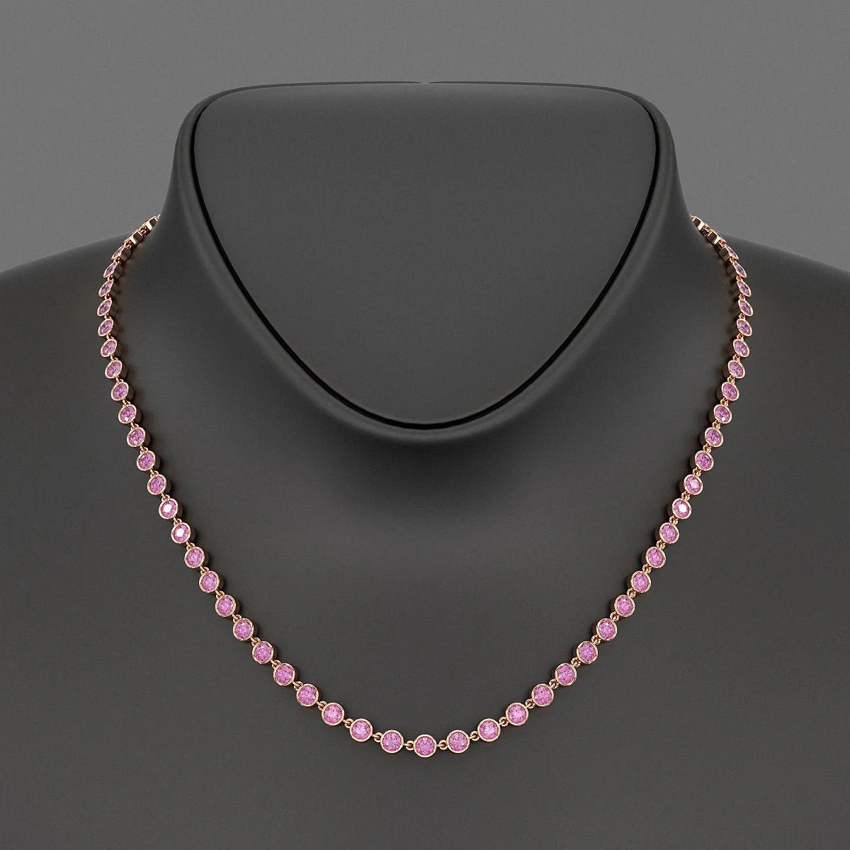 9.14 Carats Natural Pink Sapphire Choker Necklace in 14K Gold - Image 7