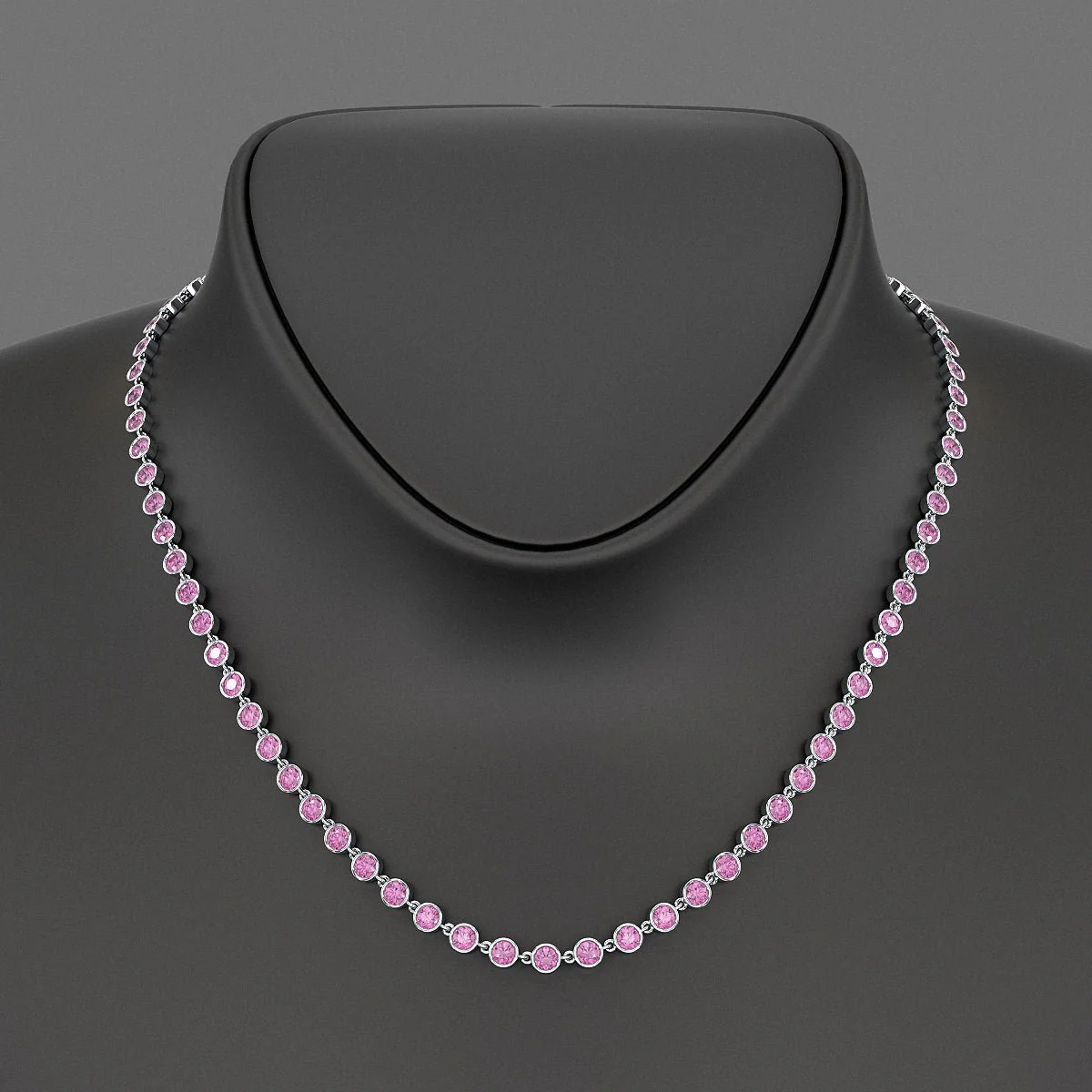 9.14 Carats Natural Pink Sapphire Choker Necklace in 14K Gold - Image 9