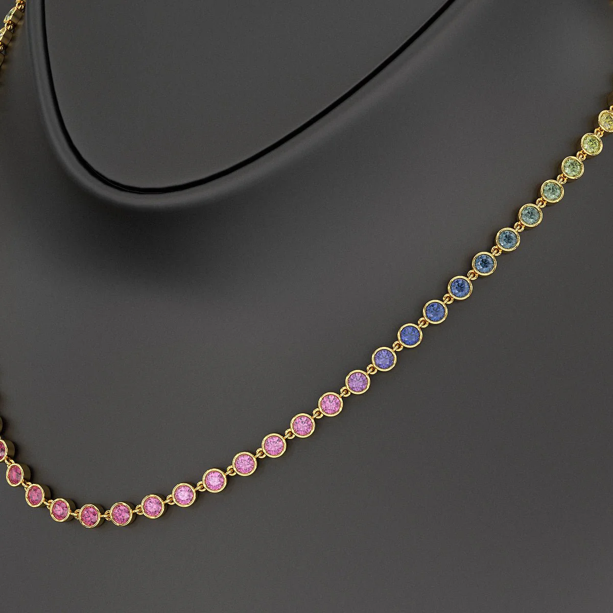 9.20 Carats Natural Rainbow Sapphire Necklace in 14K Gold - Image 3