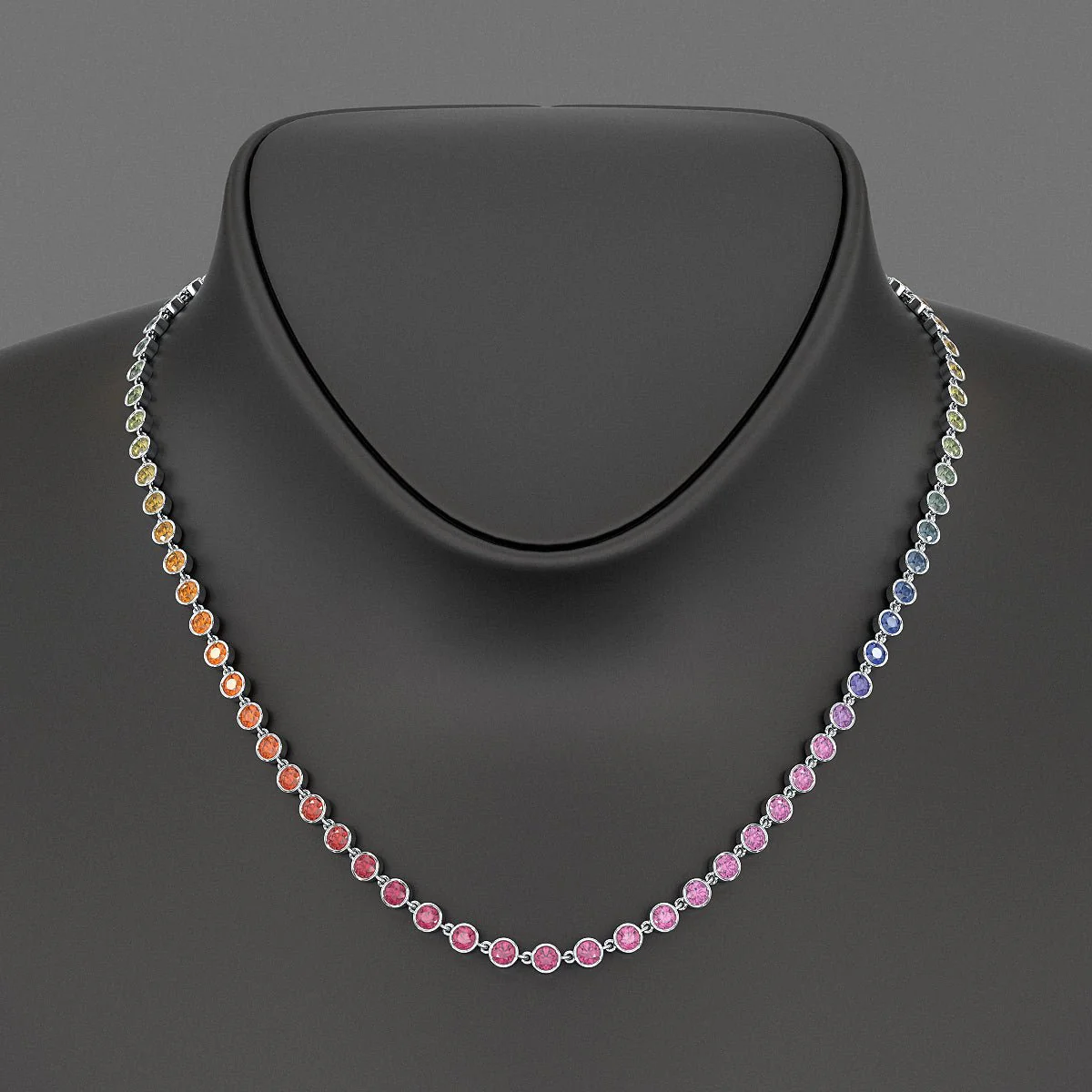 9.20 Carats Natural Rainbow Sapphire Necklace in 14K Gold - Image 9