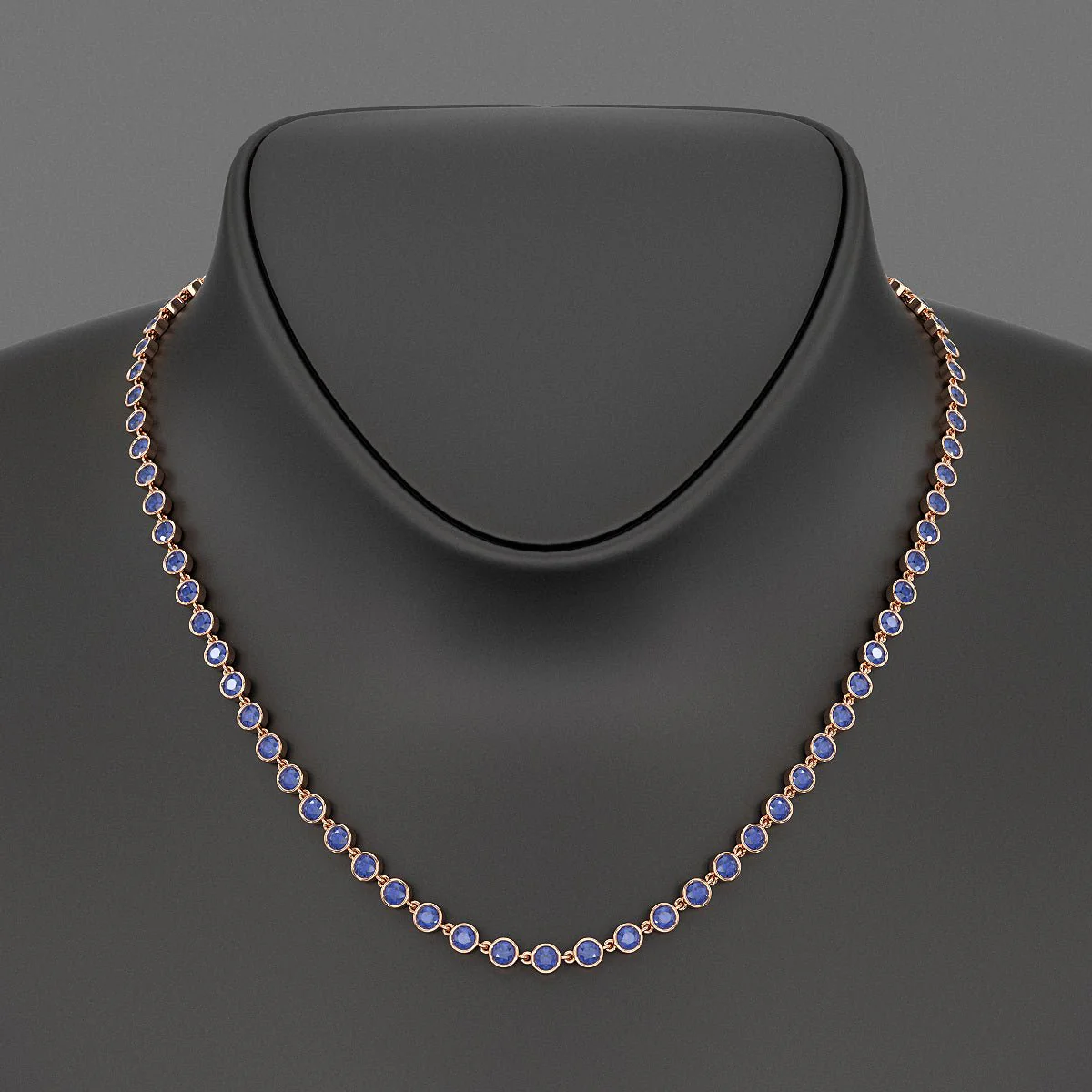 9.25 Carats Natural Blue Sapphire Choker Necklace in 18K White Gold - Image 9