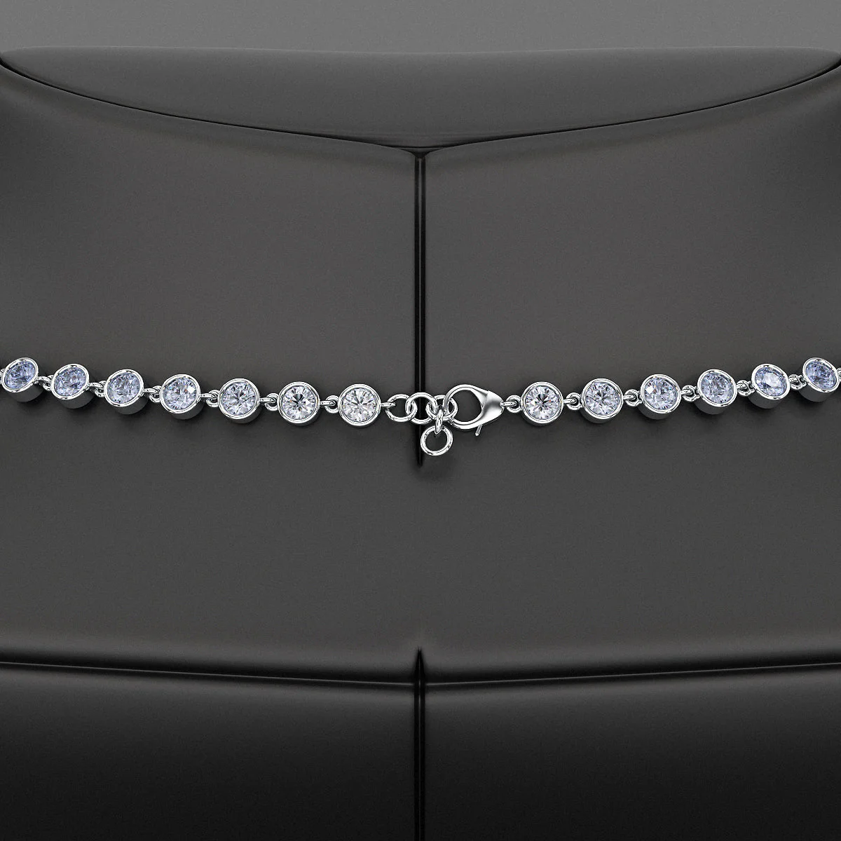9.32 Carats Natural Ombre Blue Sapphire Choker Necklace in 18K White Gold - Image 5