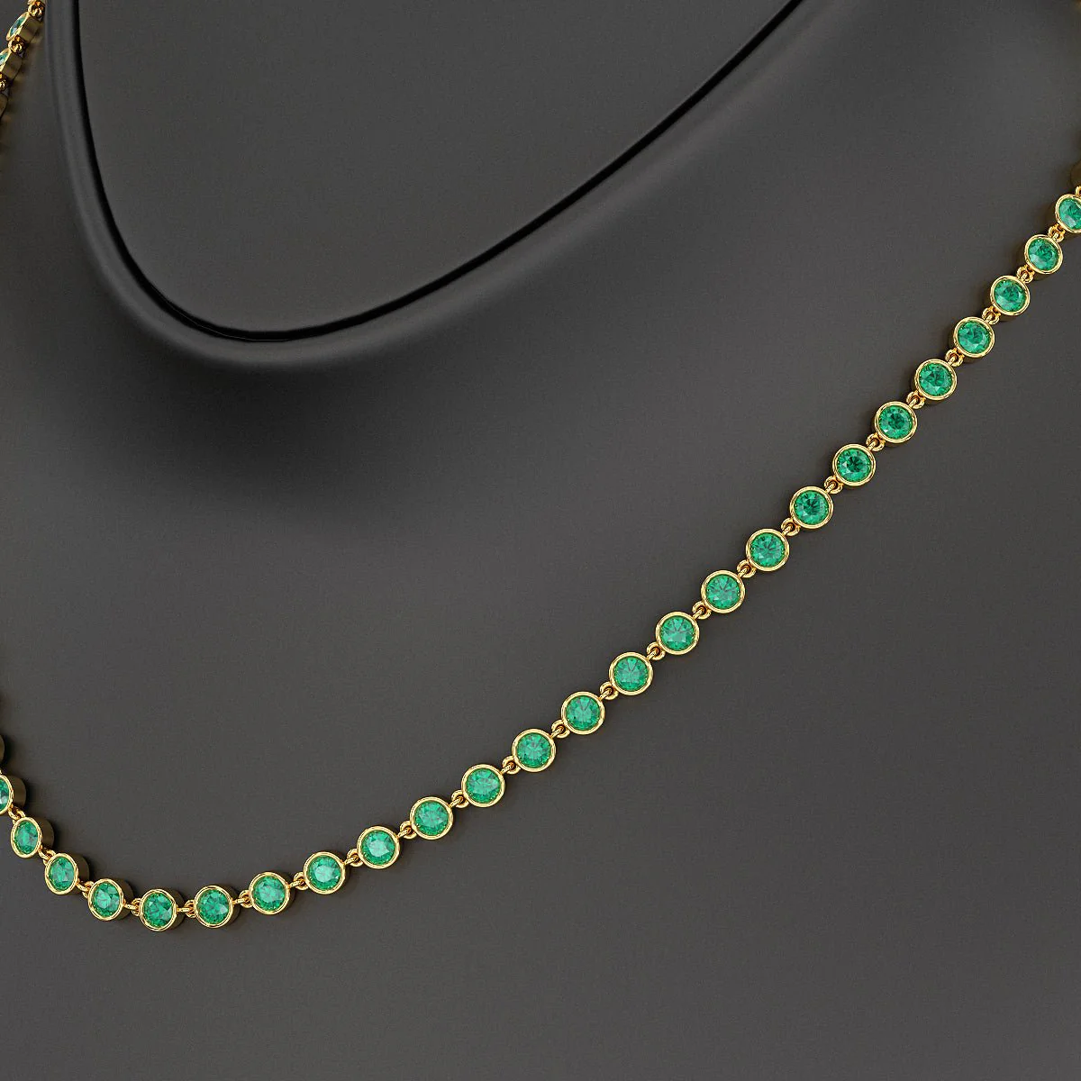 9.36 Carats Natural Emerald Choker Necklace in 14K Gold - Image 3