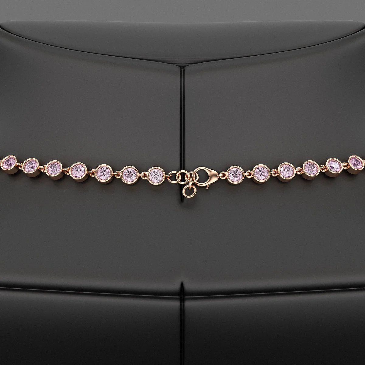9.38 Carats Ombre Natural Pink Sapphire Choker Necklace in 14K Rose Gold - Image 5