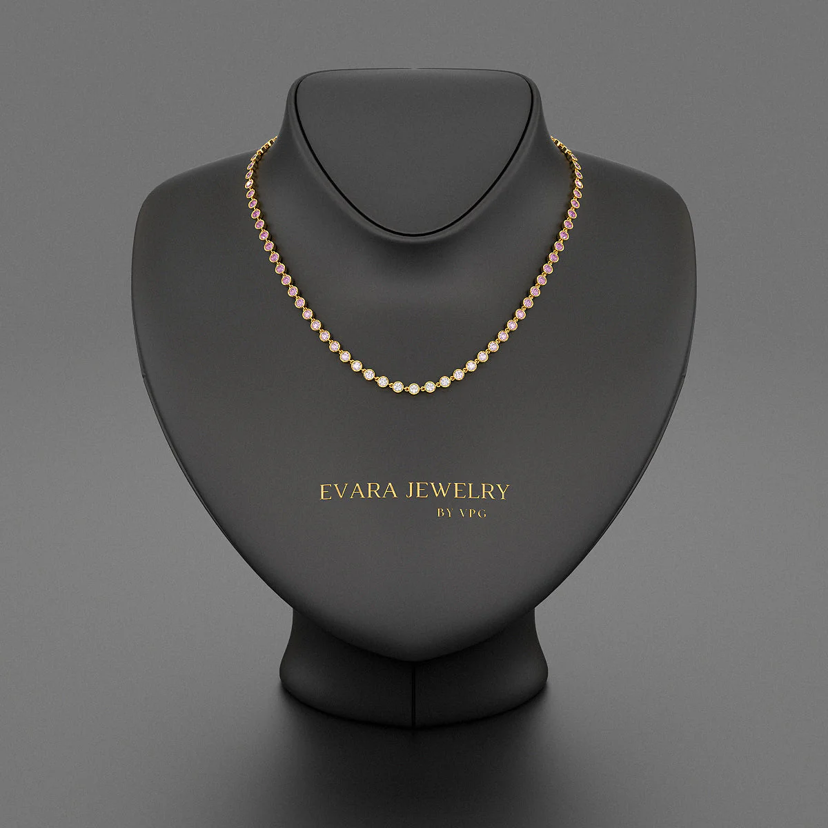 9.38 Carats Ombre Natural Pink Sapphire Choker Necklace in 14K Rose Gold - Image 6