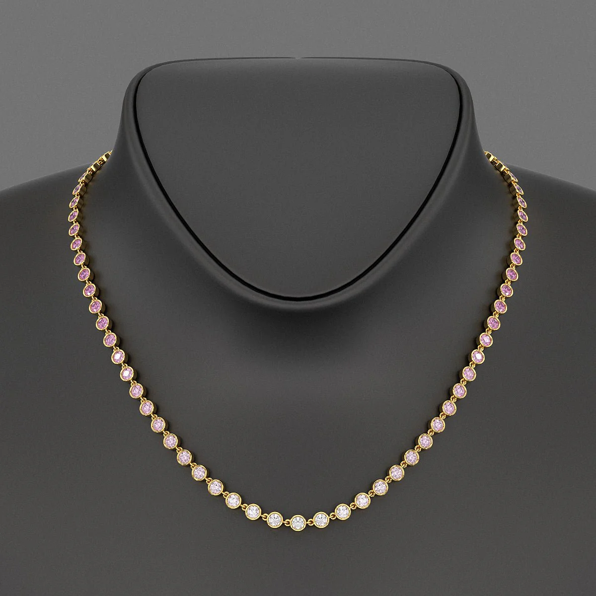 9.38 Carats Ombre Natural Pink Sapphire Choker Necklace in 14K Rose Gold - Image 7