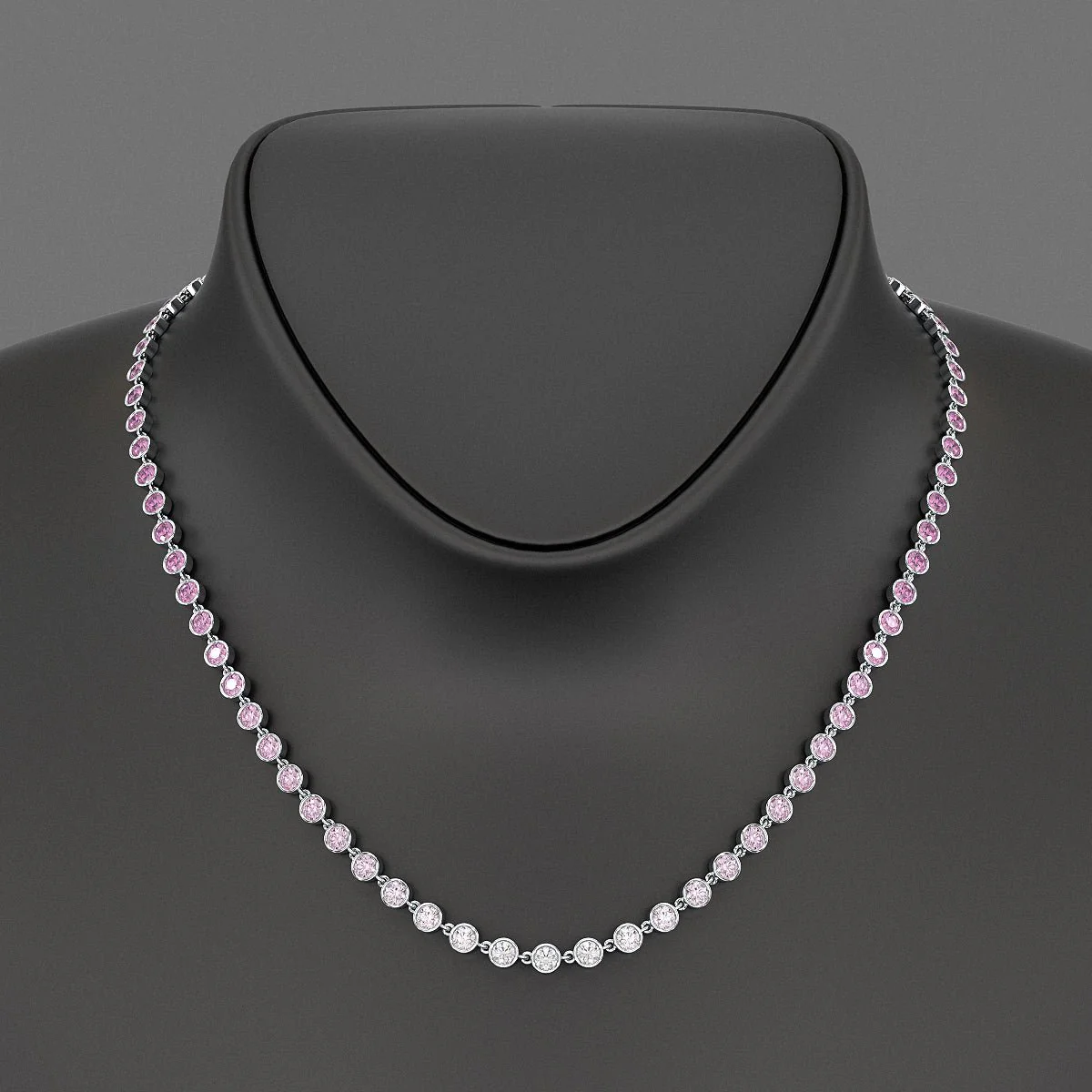 9.38 Carats Ombre Natural Pink Sapphire Choker Necklace in 14K Rose Gold - Image 9