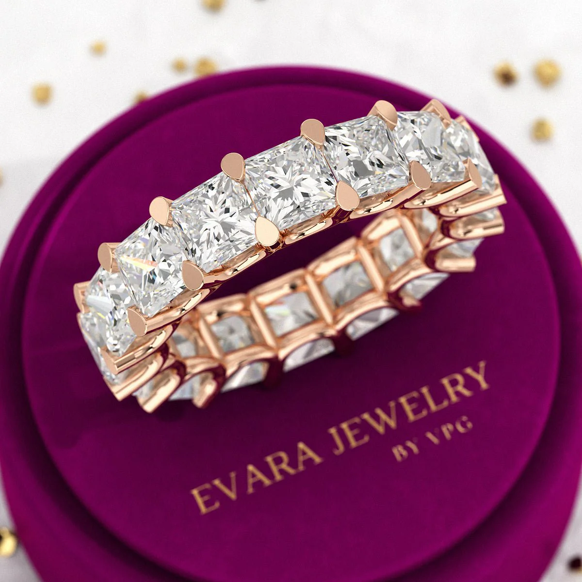 9.40 Carats Princess Cut Lab Grown Diamond Eternity Band - Image 9