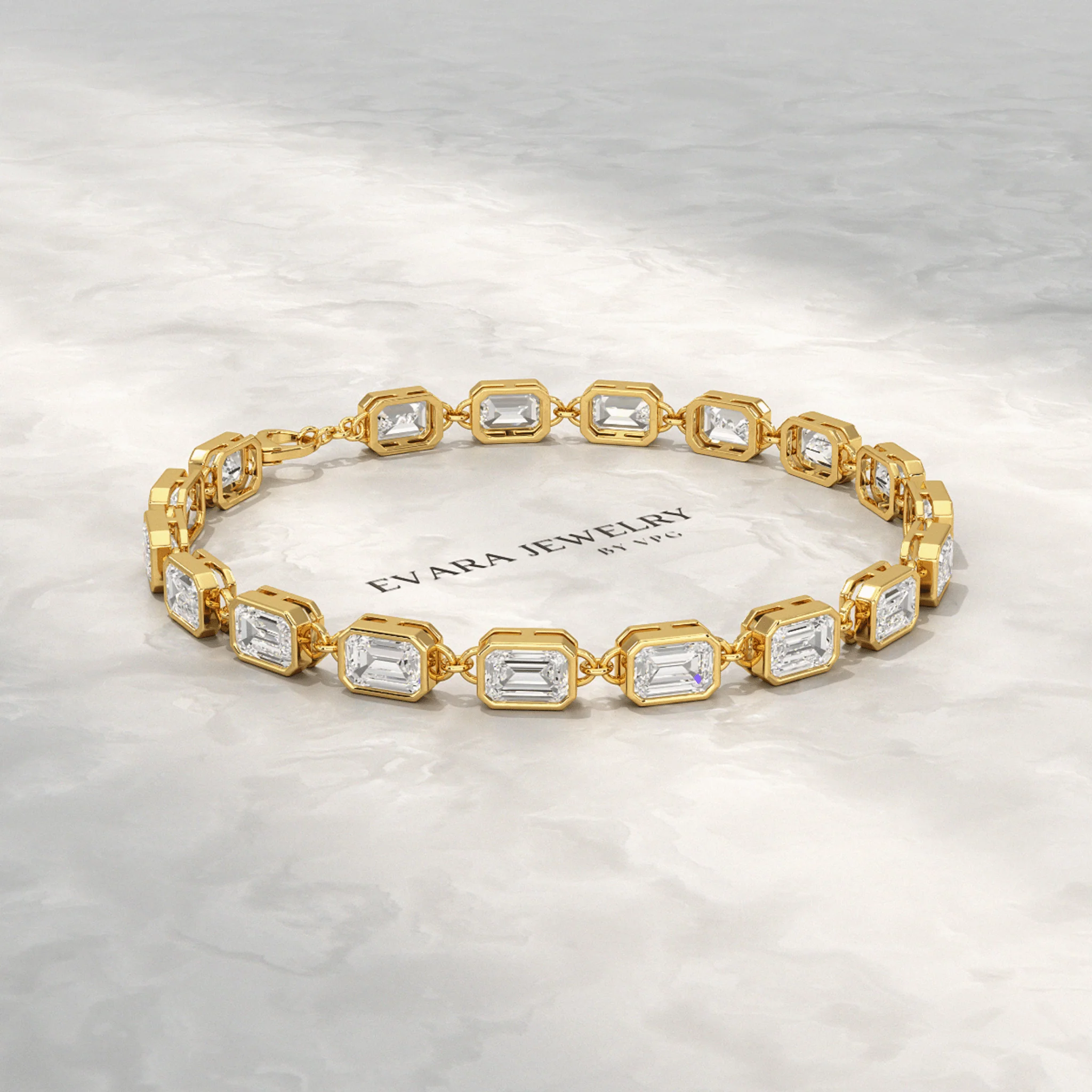 9 Carats East West Emerald Cut Diamond Minimalist Bracelet - Image 4