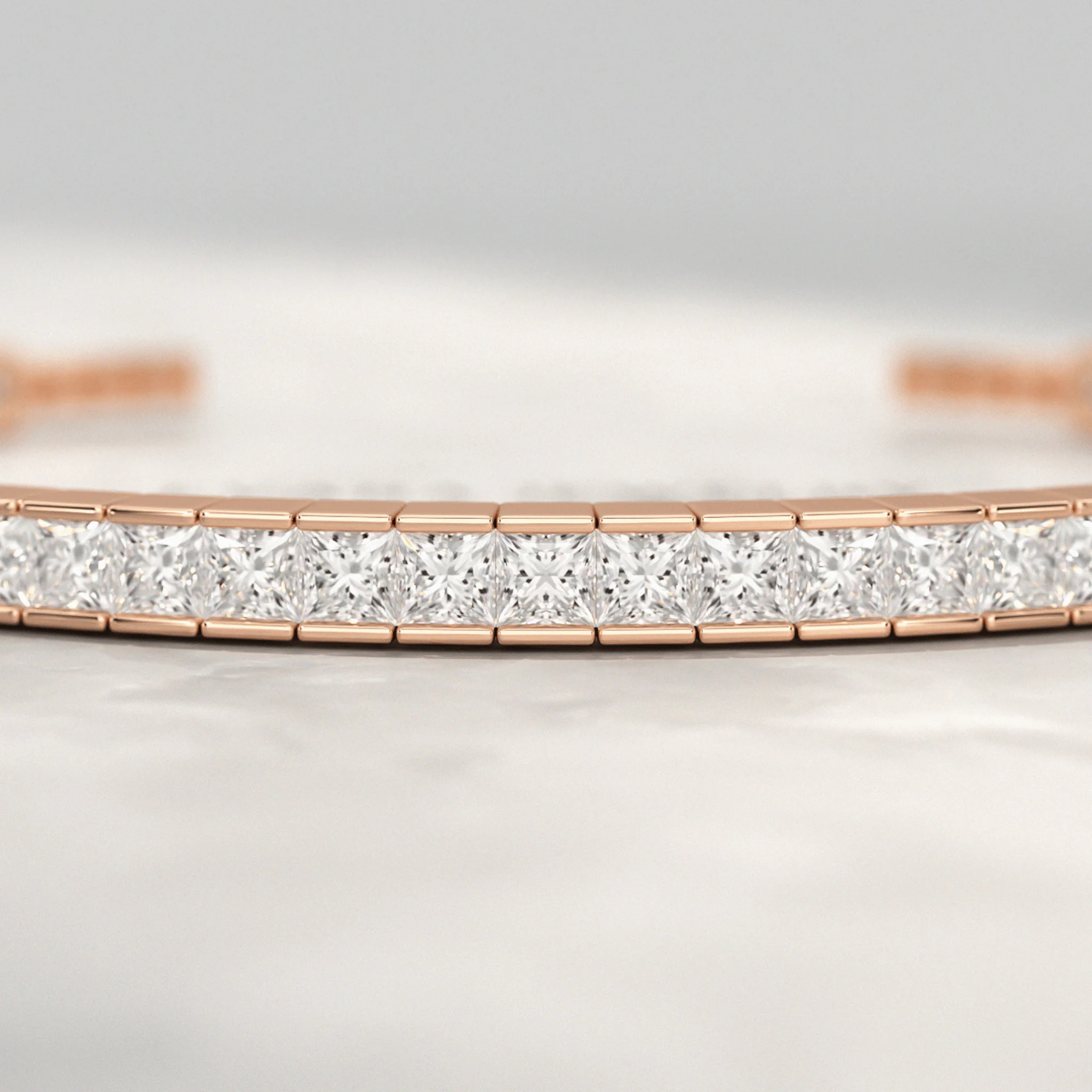 9 Carats Princess Cut Lab Grown Diamond Gold Open Cuff - Image 7