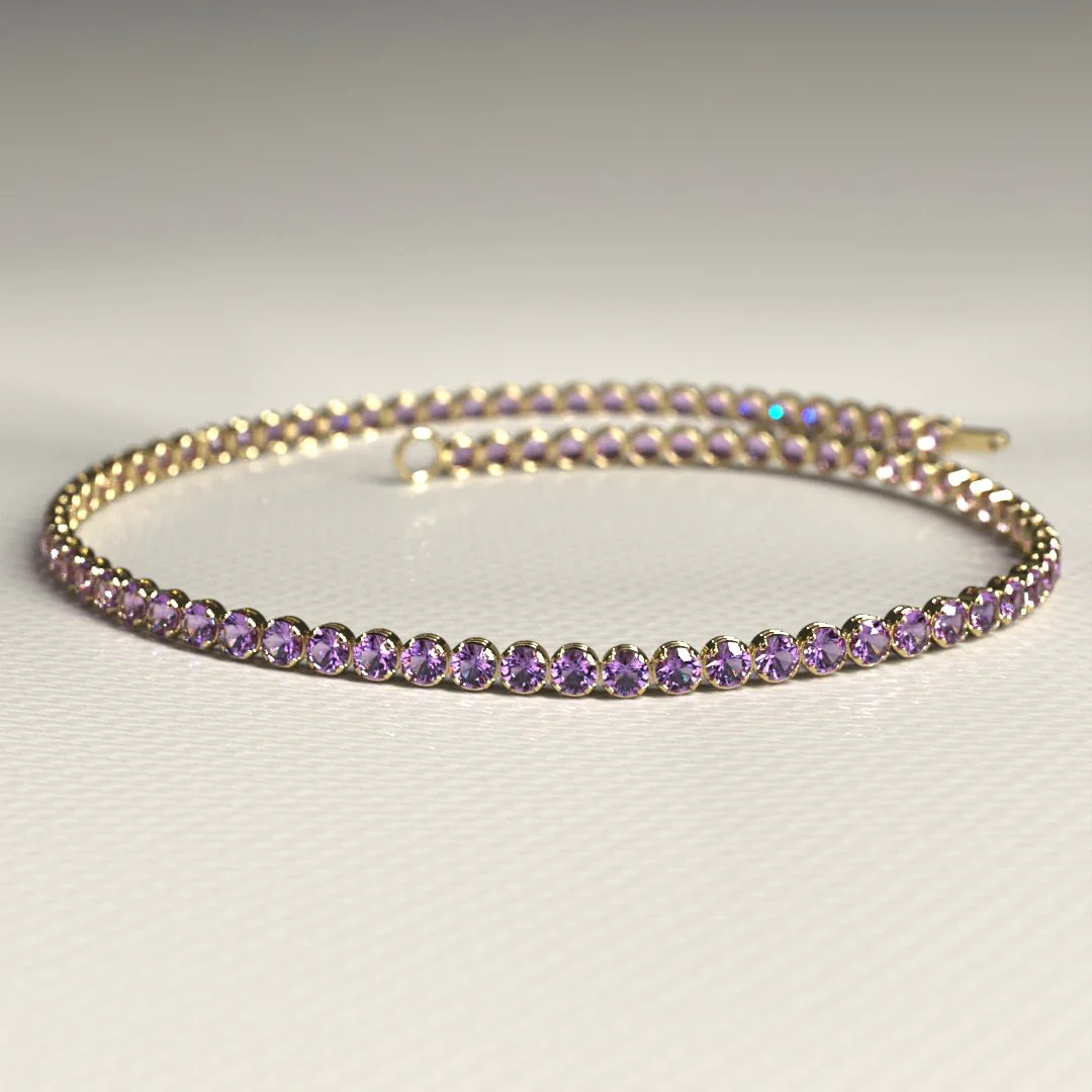 Amethyst Tennis Bracelet in 14K/18K Gold / February Birthstone Bracelet / Purple Stacking Bracelet - Image 10