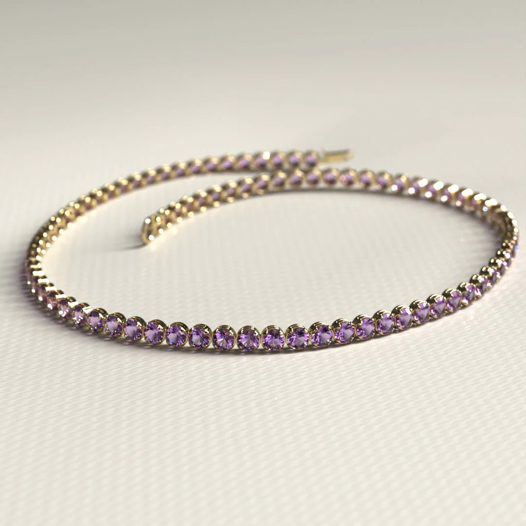 Amethyst Tennis Bracelet in 14K/18K Gold / February Birthstone Bracelet / Purple Stacking Bracelet - Image 11