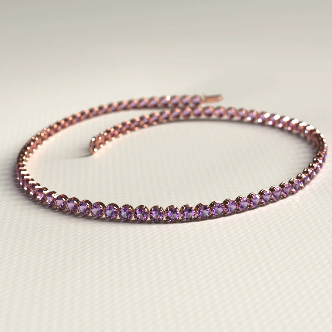 Amethyst Tennis Bracelet in 14K/18K Gold / February Birthstone Bracelet / Purple Stacking Bracelet - Image 14