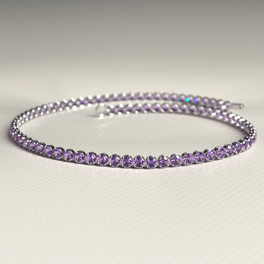 Amethyst Tennis Bracelet in 14K/18K Gold / February Birthstone Bracelet / Purple Stacking Bracelet - Image 7