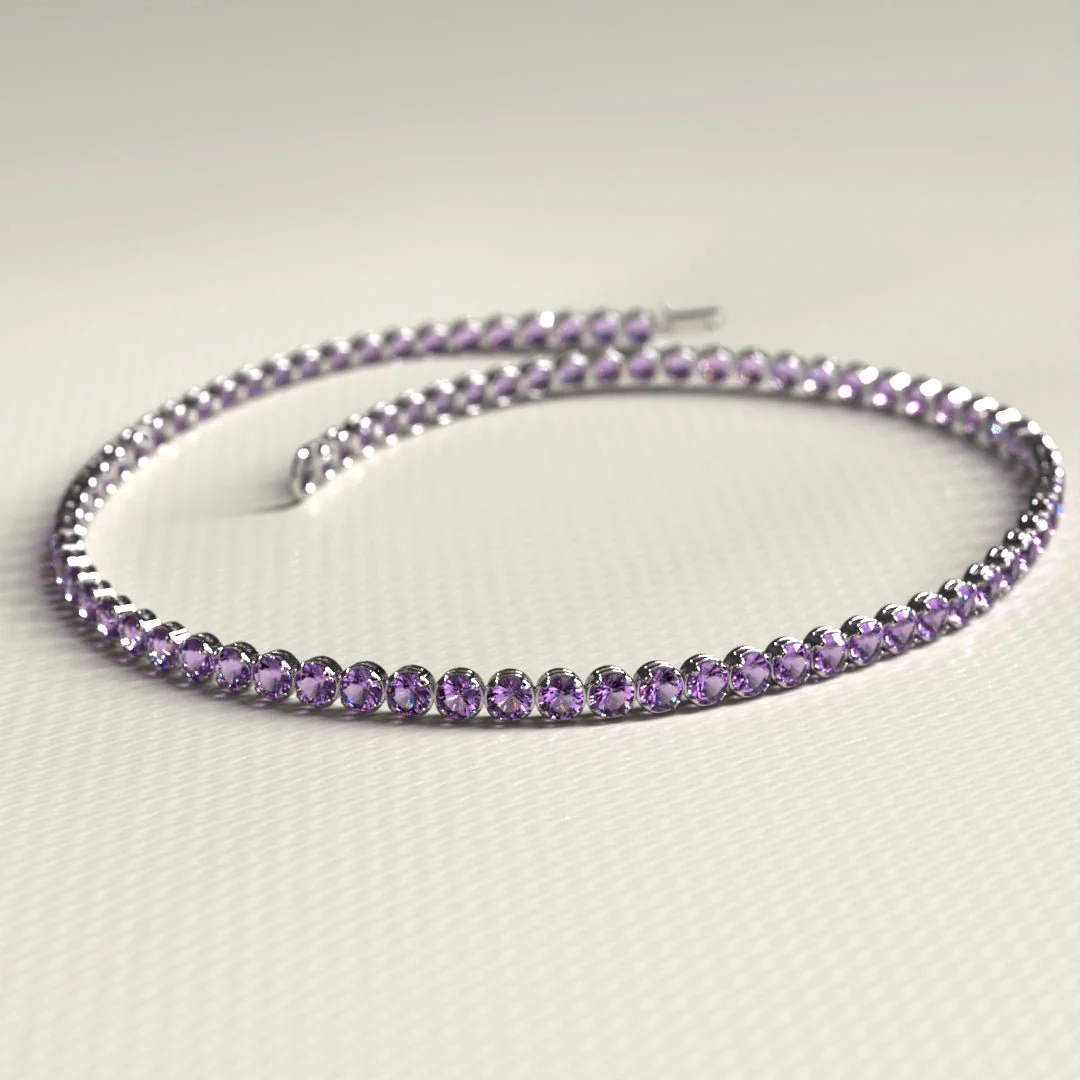 Amethyst Tennis Bracelet in 14K/18K Gold / February Birthstone Bracelet / Purple Stacking Bracelet - Image 8