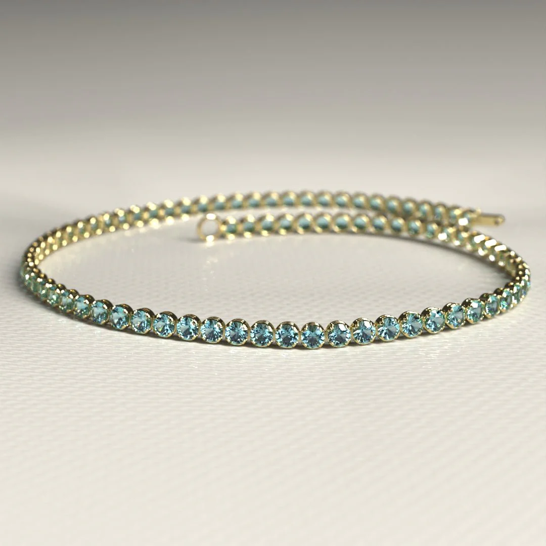 Aquamarine Tennis Bracelet in 14K/18K White Gold - Image 10