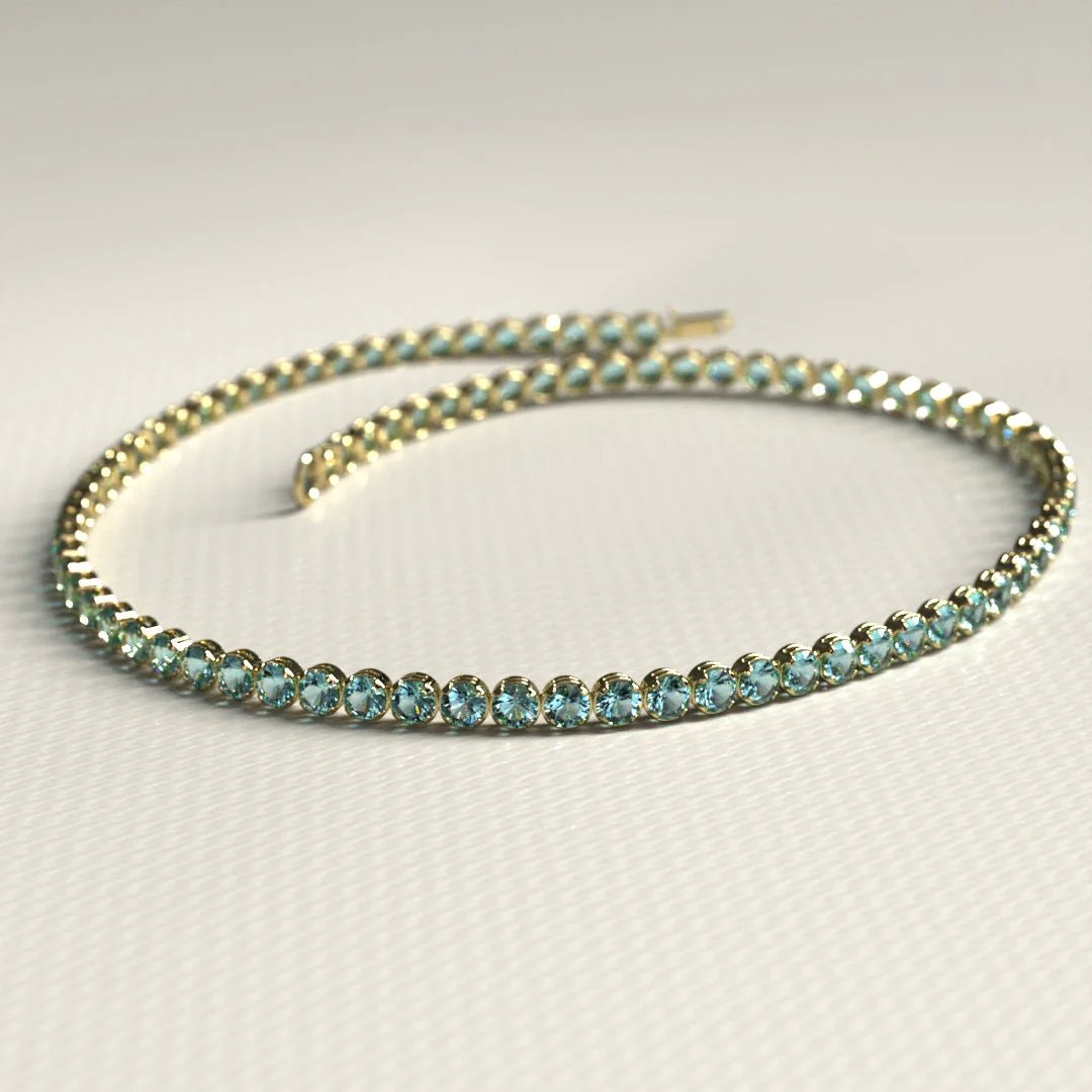 Aquamarine Tennis Bracelet in 14K/18K White Gold - Image 11