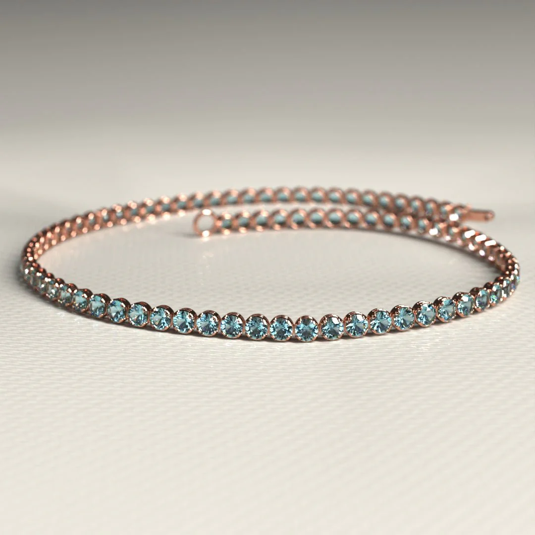 Aquamarine Tennis Bracelet in 14K/18K White Gold - Image 12