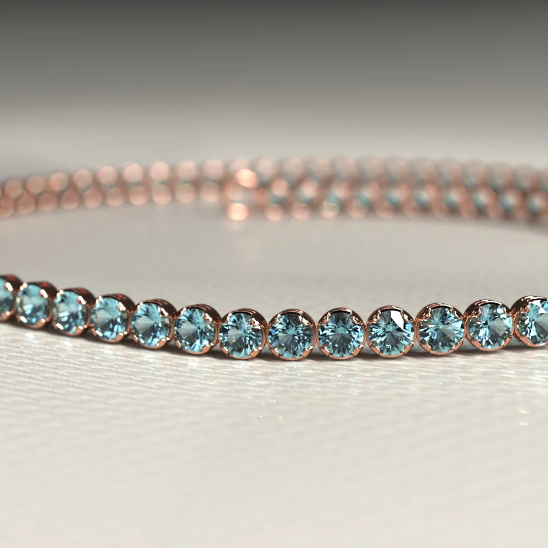 Aquamarine Tennis Bracelet in 14K/18K White Gold - Image 13