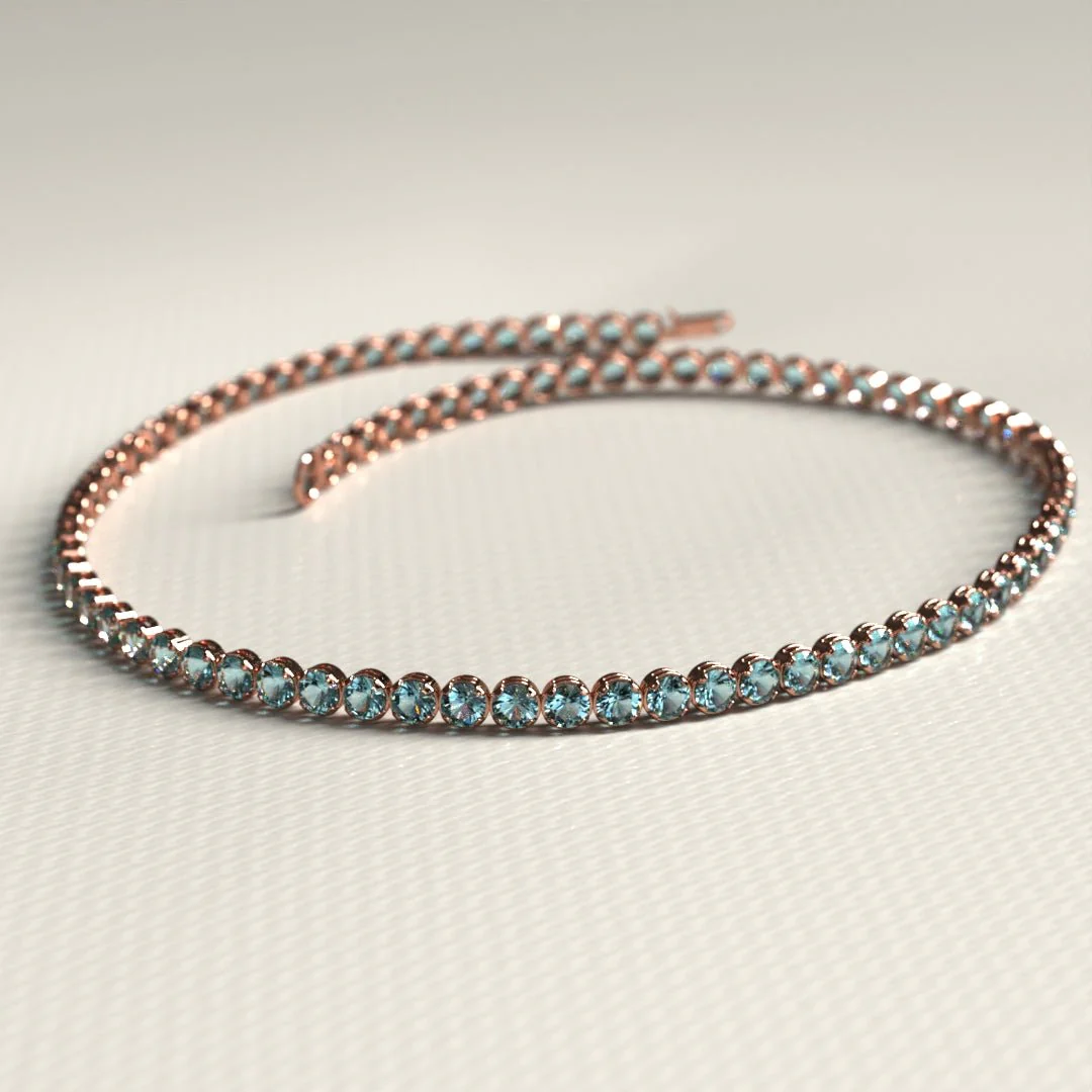 Aquamarine Tennis Bracelet in 14K/18K White Gold - Image 14