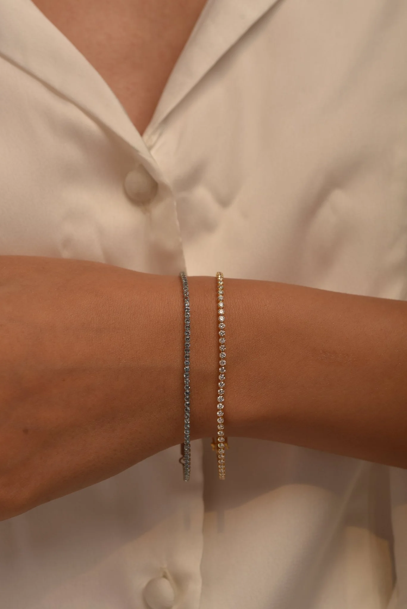 Aquamarine Tennis Bracelet in 14K/18K White Gold - Image 5