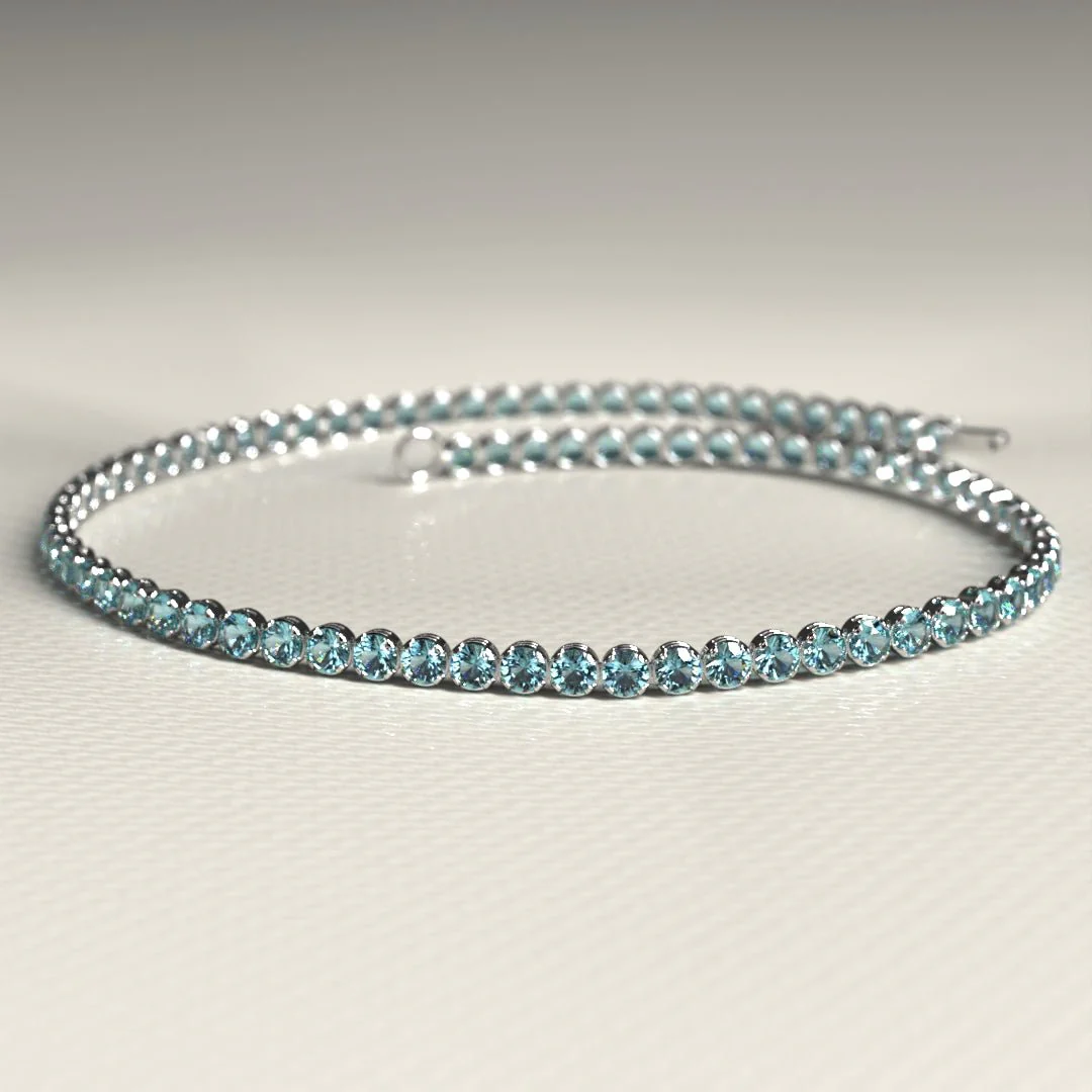 Aquamarine Tennis Bracelet in 14K/18K White Gold - Image 6