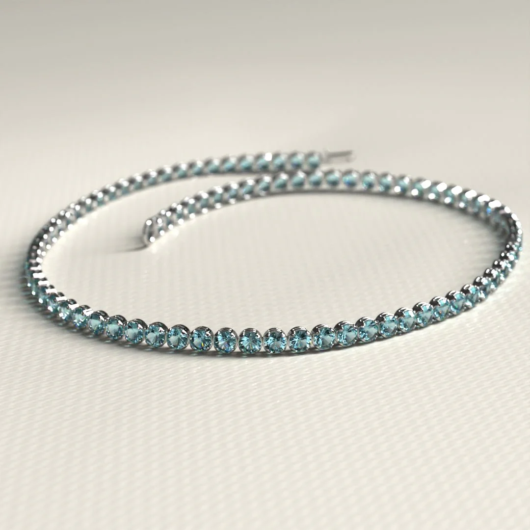 Aquamarine Tennis Bracelet in 14K/18K White Gold - Image 8