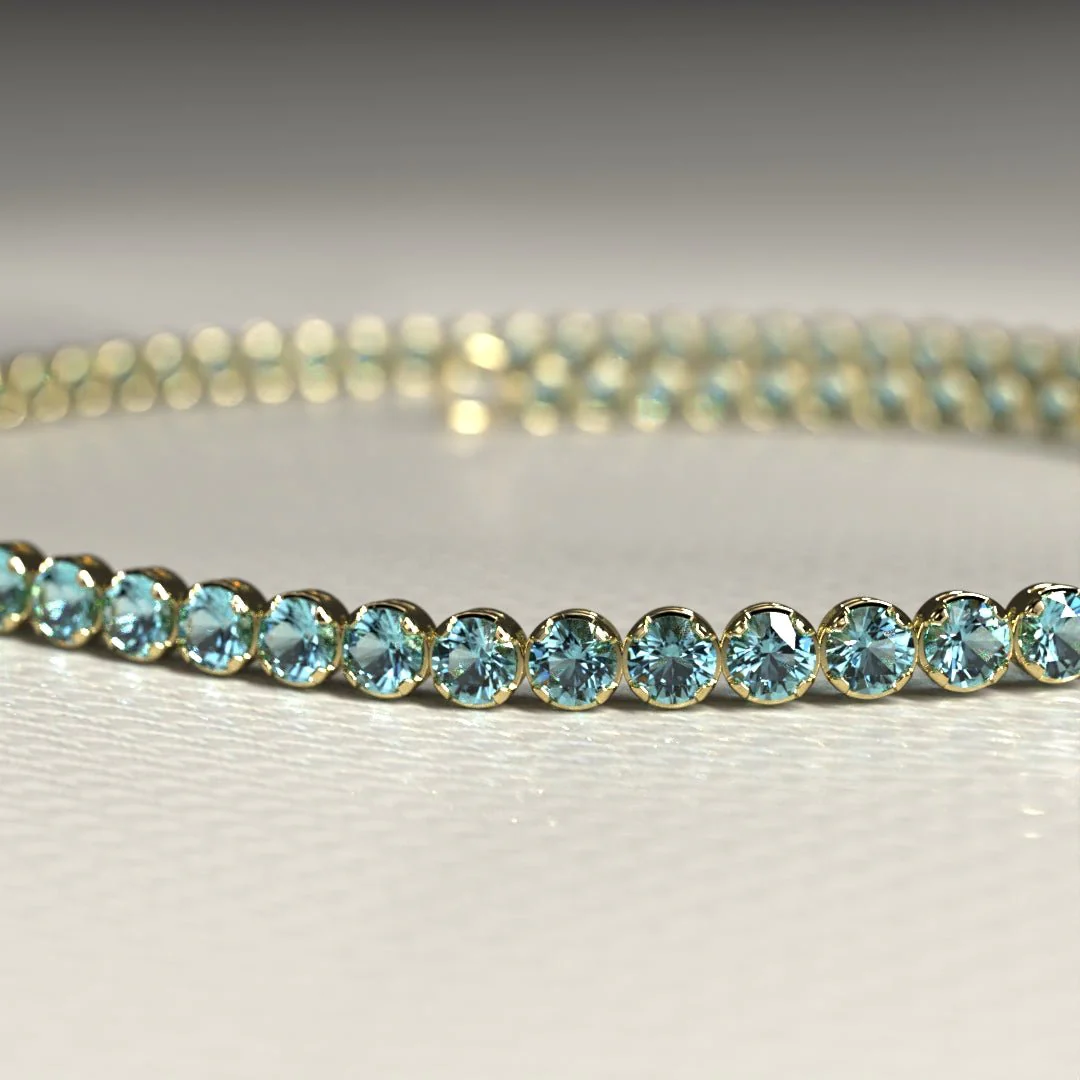Aquamarine Tennis Bracelet in 14K/18K White Gold - Image 9
