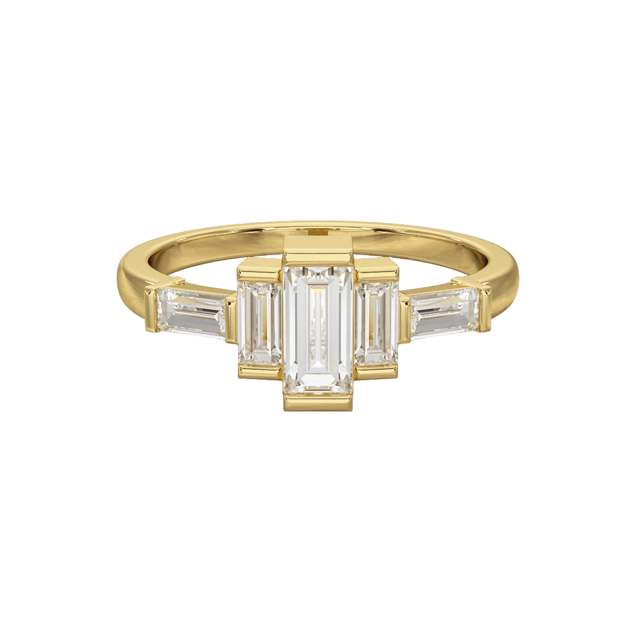 Art Deco Baguette Diamond 5 Stone Statement Ring