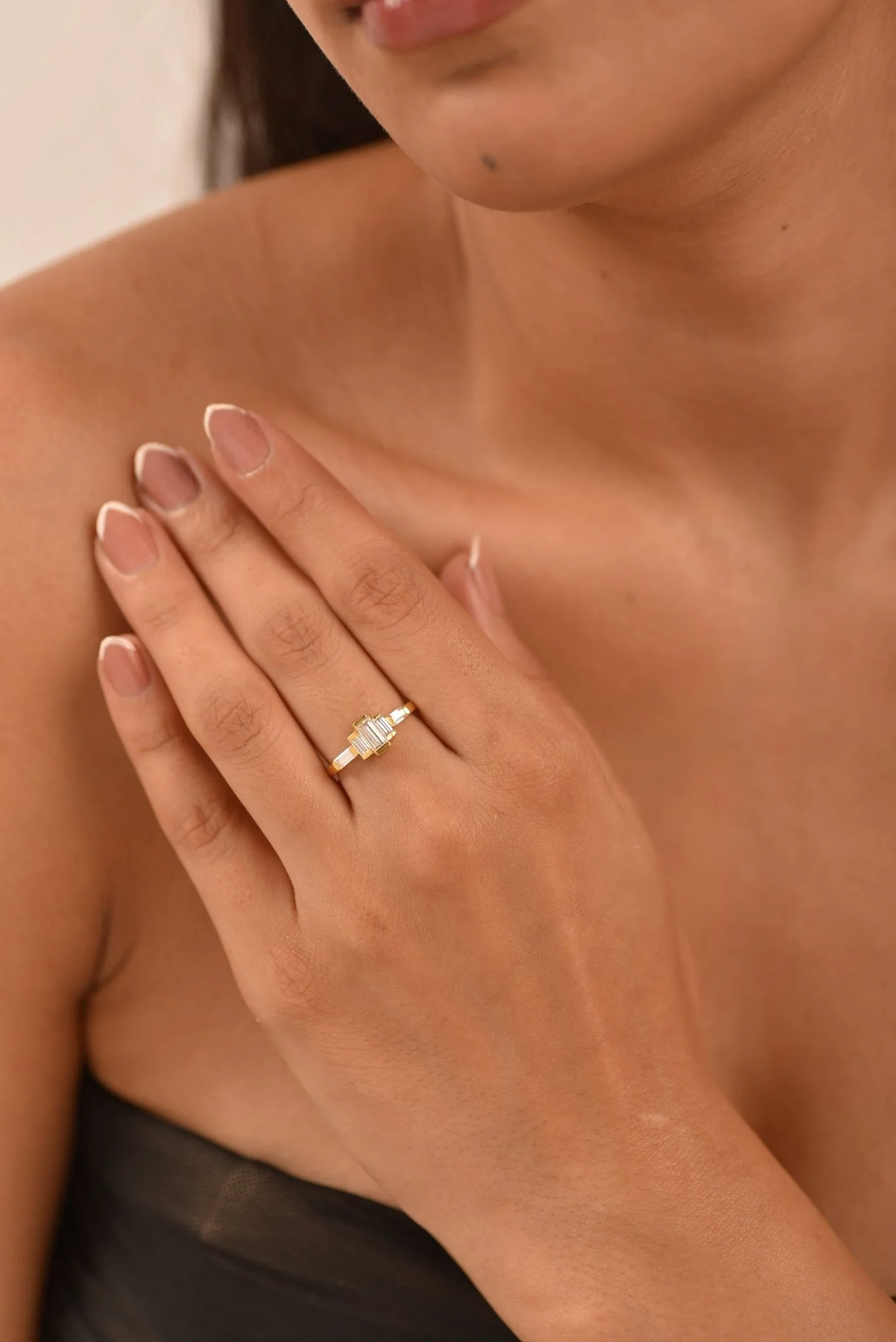 Art Deco Baguette Diamond 5 Stone Statement Ring - Image 6