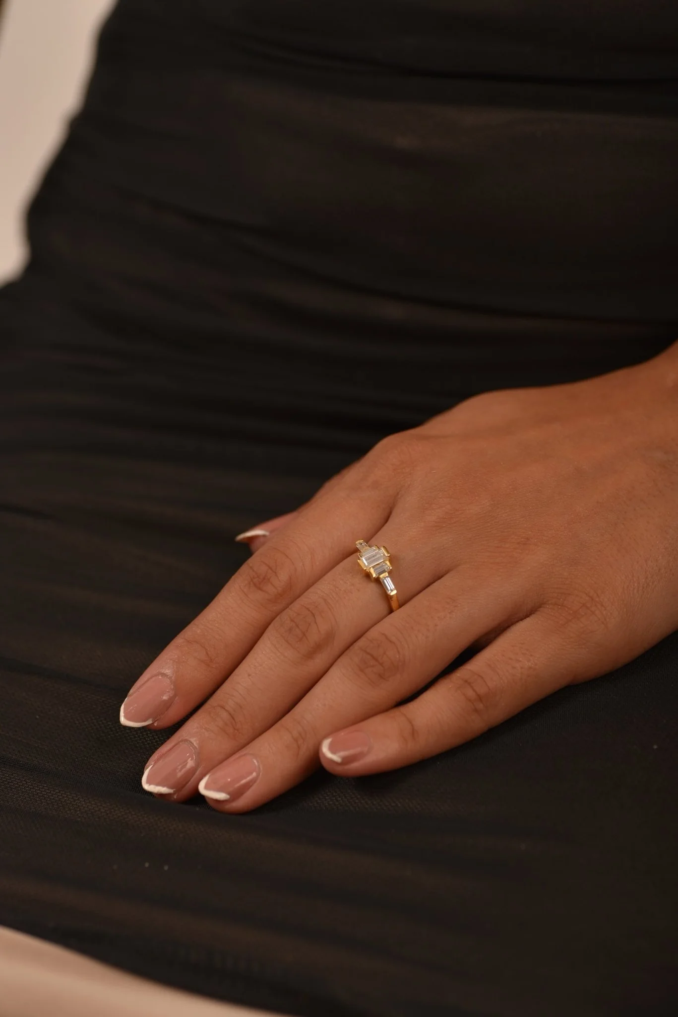 Art Deco Baguette Diamond 5 Stone Statement Ring - Image 7