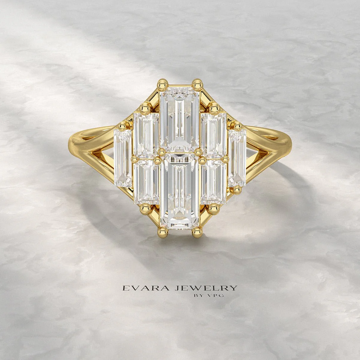 Baguette Cluster Diamond Ring - Image 10