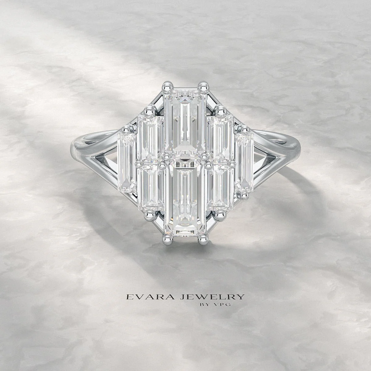 Baguette Cluster Diamond Ring - Image 16