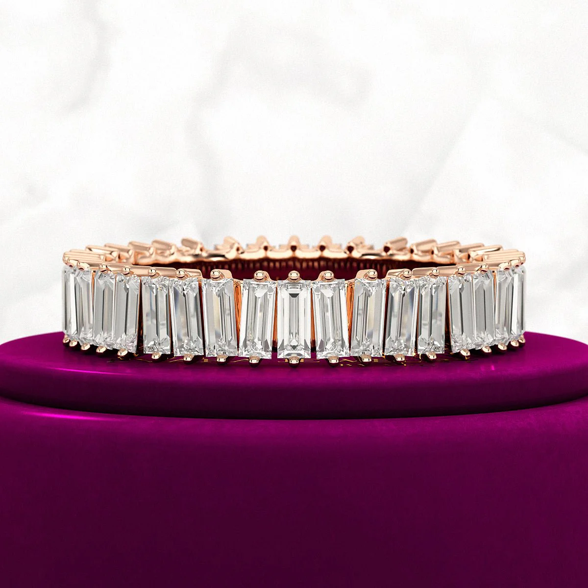 Baguette Cut Diamond Art Deco Eternity Stacking Band - Image 12
