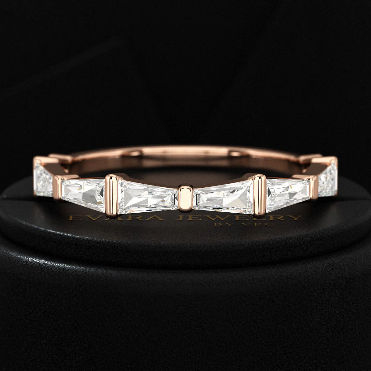 Baguette Cut Diamond Unique Wedding Stacking Band - Image 9