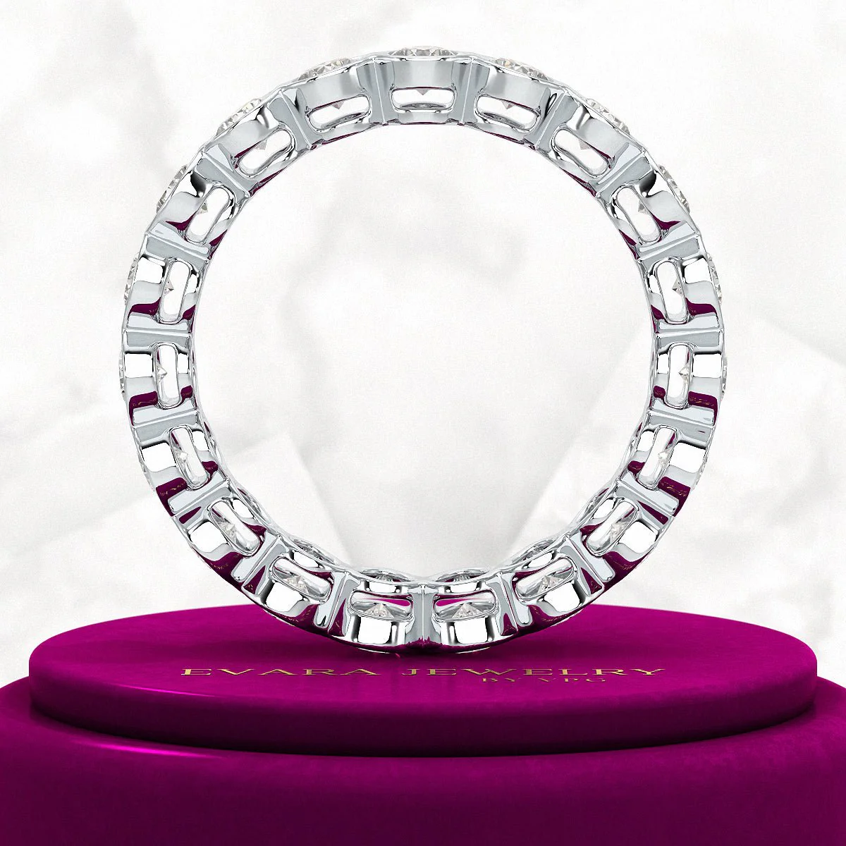 Bezel Set 5 Carat Pear Cut Diamond Eternity Wedding Band - Image 11
