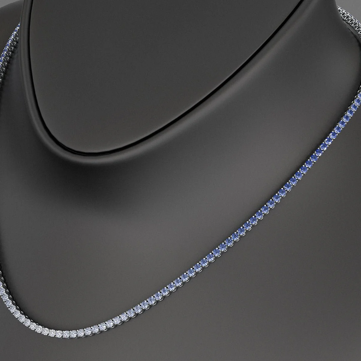 Blue Ombre Sapphire Tennis Necklace in 14K/18K White Gold - Image 3