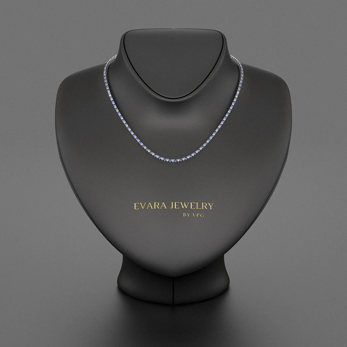 Blue Sapphire & Diamond Alternate Tennis Necklace in 14K/18K Gold - Image 4
